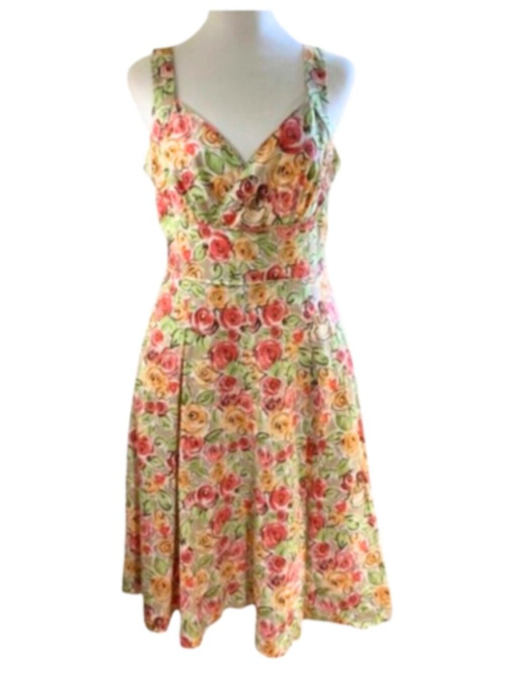 Talbots Sleeveless Dress Vintage Fit and Flare Lined Zipper Floral Retro, sz 6P
